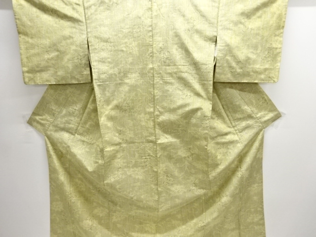 アンティーク　花唐草模様織出し十日町紬着物